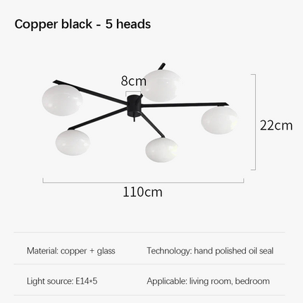 Suspension LED galet en verre français et cuivre crème — LZ4X9P