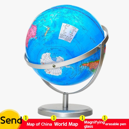 Lampe de table globe étudiant géographie sur base métallique — LZ4N7Q2