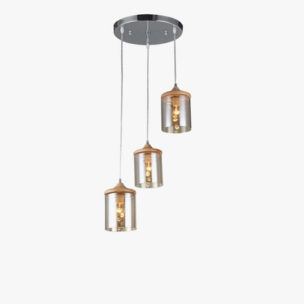 Suspension abat-jour simple en verre et bois — LZ4X9P