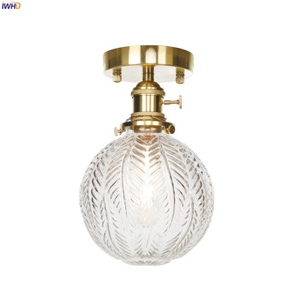 IWHD nordique japon Style cuivre plafonniers pour salon chambre boule De verre plafonnier Plafondlamp LED Lampara De Techo
