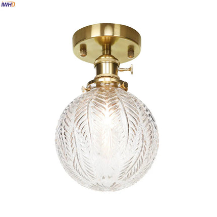 IWHD nordique japon Style cuivre plafonniers pour salon chambre boule De verre plafonnier Plafondlamp LED Lampara De Techo