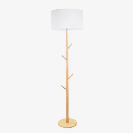 Lampadaire en bois à branches avec abat-jour en tissu — LZ4X9M
