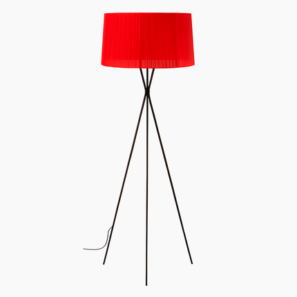 Lampadaire Nordic à pieds croisés avec abat-jour tissu rouge — LZ4X9P2