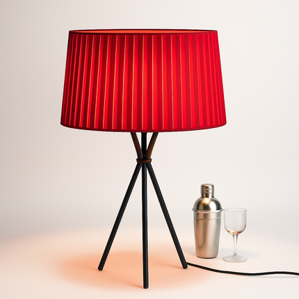 Lampadaire Nordic à pieds croisés avec abat-jour tissu rouge — LZ4X9P2