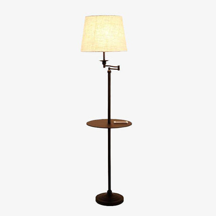 Lampadaire vertical avec table intégrée et abat-jour en tissu — LZ4X7Q2
