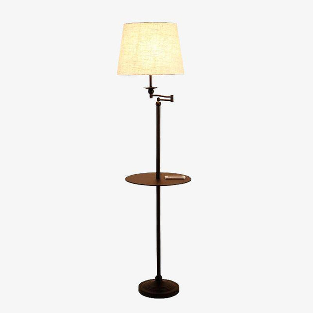 Lampadaire vertical avec table intégrée et abat-jour en tissu — LZ4X7Q2