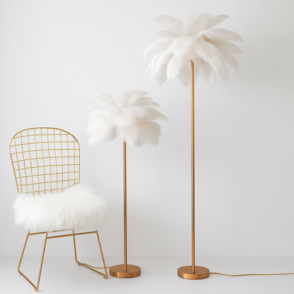 Lampadaire nordique décoratif à plumes d'autruche avec LED intégrée — LZ4N7XQ