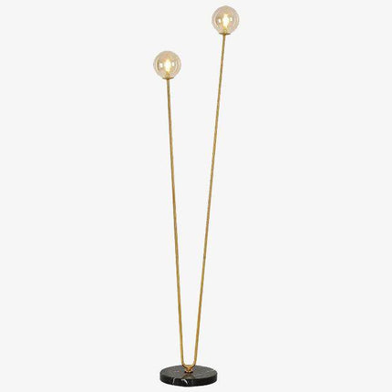 Lampadaire design doré à deux branches avec globes en verre — LZ4X9P2