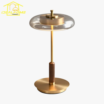 Lampadaire classique en laiton et noyer avec éclairage LED intégré — LZ4P9X