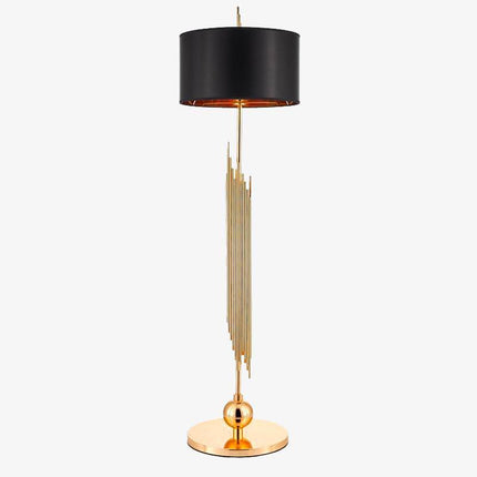 Lampadaire design doré avec abat-jour noir arrondi — LZ4X9T1