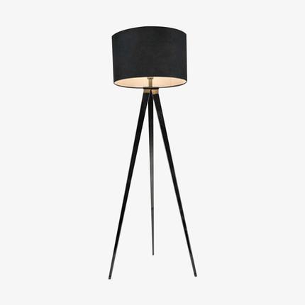 Lampadaire design luxe à triple pied avec abat-jour tissu noir — LZ4X9M