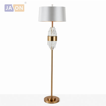 Lampadaire nordique en tissu, fer et cristal design — LZ4X9T2