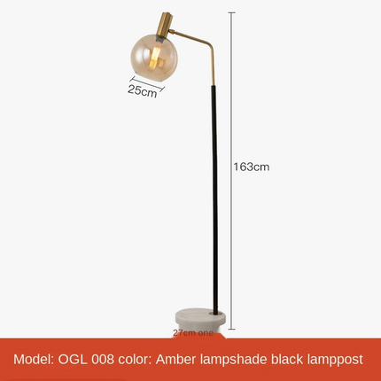 Lampadaire élégant en métal doré et noir avec verre — LZ4X9P2