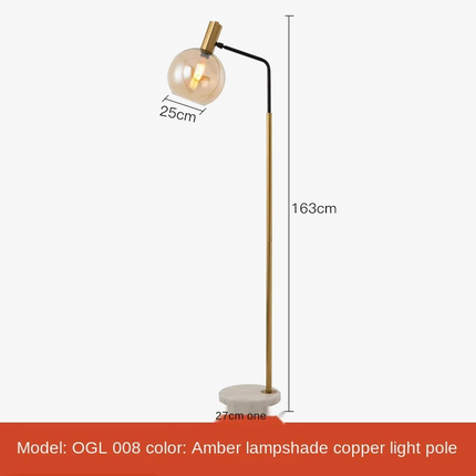 Lampadaire intérieur en métal doré et noir avec verre — LZ4X9M2