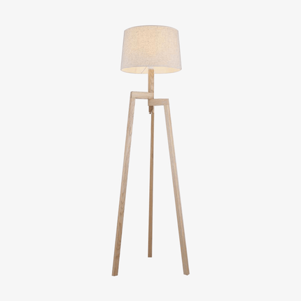 Lampadaire sur trépied en bois avec abat-jour en tissu — LZ4X9Q2N