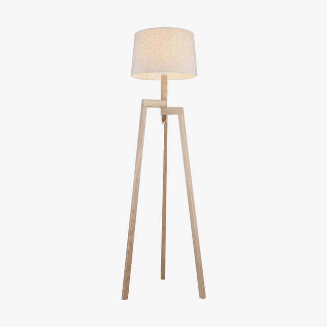 Lampadaire sur trépied en bois avec abat-jour en tissu — LZ4X9Q2N