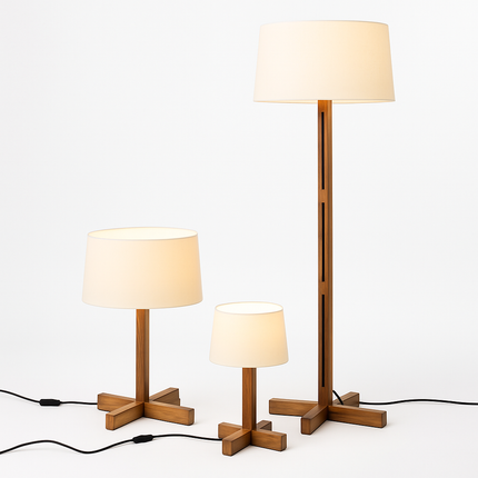 Lampadaire en bois style wabi sabi pour intérieur moderne — LZ4X9P2Q