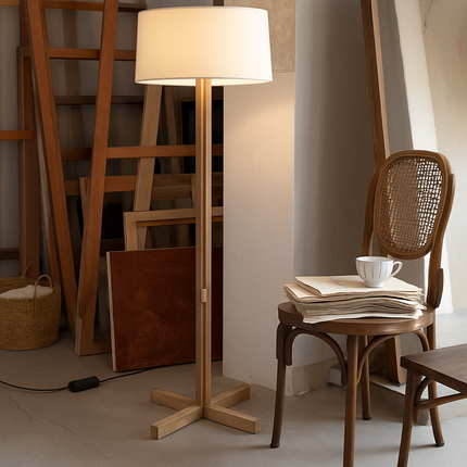 Lampadaire en bois style wabi sabi pour intérieur moderne — LZ4X9P2Q