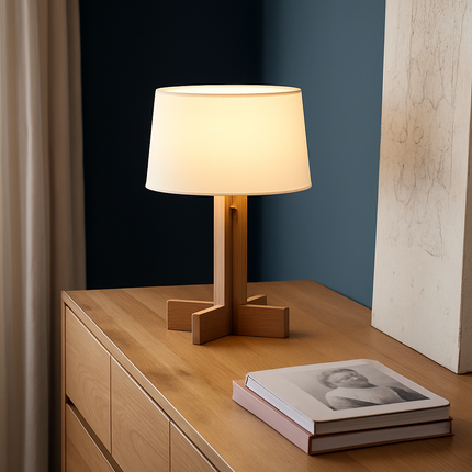 Lampadaire en bois style wabi sabi pour intérieur moderne — LZ4X9P2Q