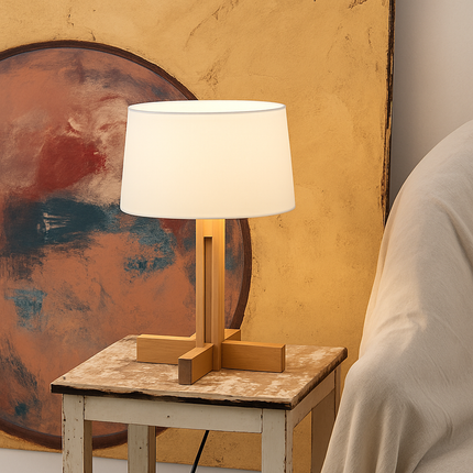 Lampadaire en bois style wabi sabi pour intérieur moderne — LZ4X9P2Q