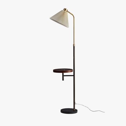 Lampadaire moderne en marbre avec étagère dorée et LED intégrée — LZ4X9P2