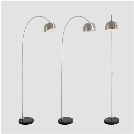 Lampadaire nordique pliant en marbre avec arc rotatif argenté pour salon et chambre — LZ4X9P