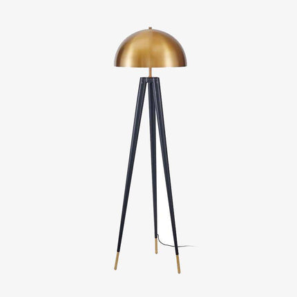 Lampadaire design à triple pied avec abat-jour sphérique doré — LZ4XJ7