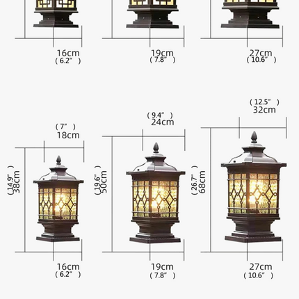 Lampadaire extérieur LED étanche style rétro pour jardin — LZ4X9M2