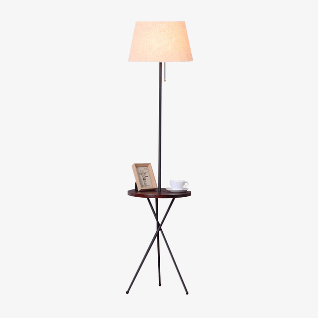 Lampadaire LED avec table intégrée et abat-jour en tissu Coffee — LZ4Q7N2