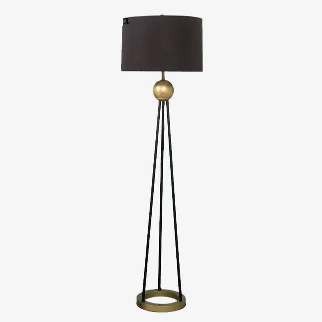 Lampadaire LED design tripode avec boule dorée et abat-jour en tissu — LZ4Q9XJ