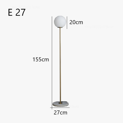 Lampadaire LED vertical en verre laiteux style nordique — LZ4X9P7