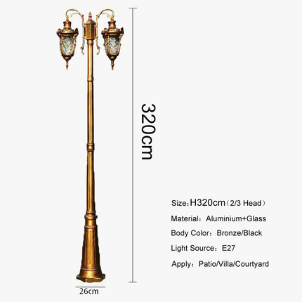 Lampadaire LED extérieur style industriel européen pour jardin et route — LZ4X9T2