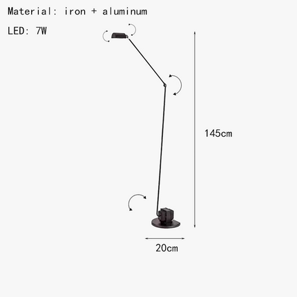 Lampadaire LED minimaliste à long bras en métal avec prise — LZ4X9P