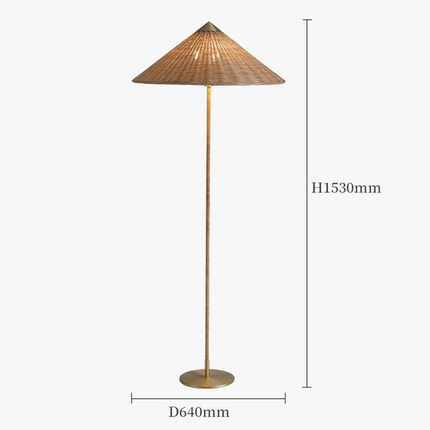 Lampadaire LED nordique en bambou et rotin tissé main — LZ4X9P2