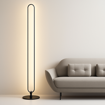 Lampadaire LED vertical moderne avec abat-jour acrylique circulaire — LZ4X9P
