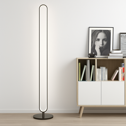 Lampadaire LED vertical moderne avec abat-jour acrylique circulaire — LZ4X9P