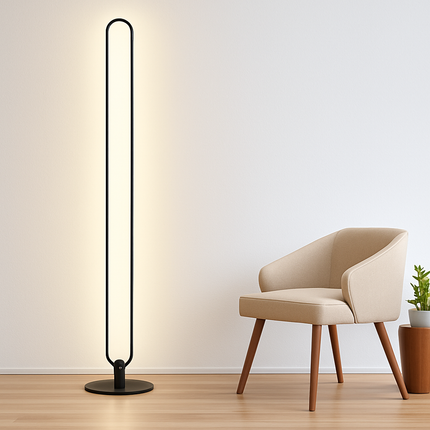 Lampadaire LED vertical moderne avec abat-jour acrylique circulaire — LZ4X9P