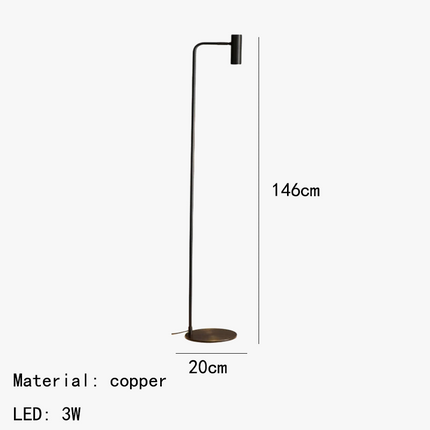 Lampadaire minimaliste en cuivre avec lumière rotative moderne — LZ4P9XQ
