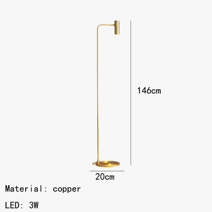Lampadaire minimaliste en cuivre avec lumière rotative moderne — LZ4P9XQ