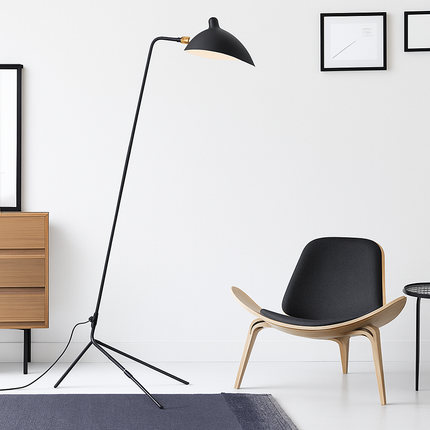 Lampadaire minimaliste en métal avec abat-jour orientable — LZ4X9Q2