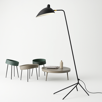 Lampadaire minimaliste en métal avec abat-jour orientable — LZ4X9Q2