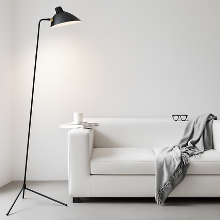 Lampadaire minimaliste en métal avec abat-jour orientable — LZ4X9Q2
