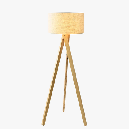 Lampadaire nordique en bois massif avec interrupteur à pied lumineux — LZ4D9XQ