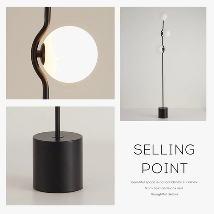 Lampadaire nordique à trois têtes en verre blanc design post-moderne — LZ4QJ7M
