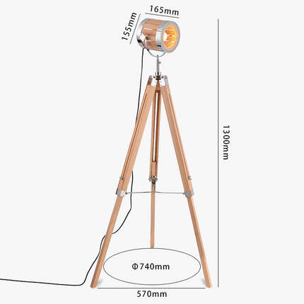 Lampadaire industriel en bois massif au style rétro — LZ4X9P2