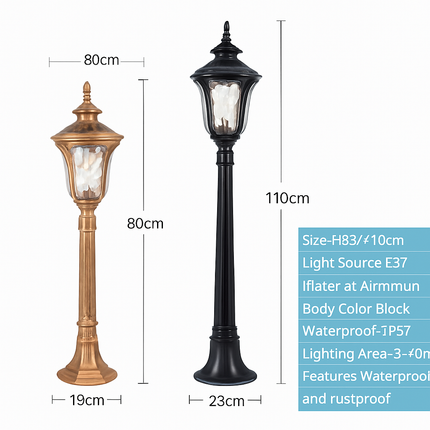 Lampadaire rétro pour éclairage de jardin et allées extérieures — LZ4X9M