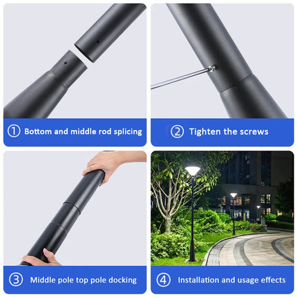 Lampadaire solaire avec poteau pour éclairage de jardin extérieur — LZ4X9JQ