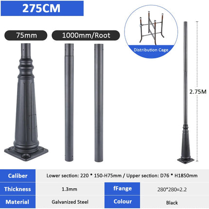 Lampadaire solaire avec poteau pour éclairage de jardin extérieur — LZ4X9JQ