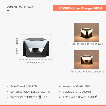 Lampadaire solaire moderne pour jardin, patio, clôture et pont — LZ4X9Q2