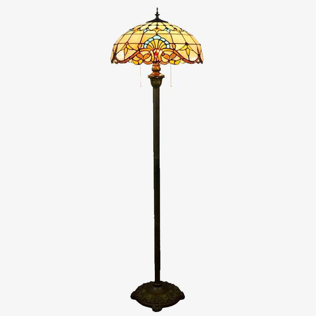 Lampadaire Tiffany avec abat-jour en verre vitrail jaune — LZ4P9XQ
